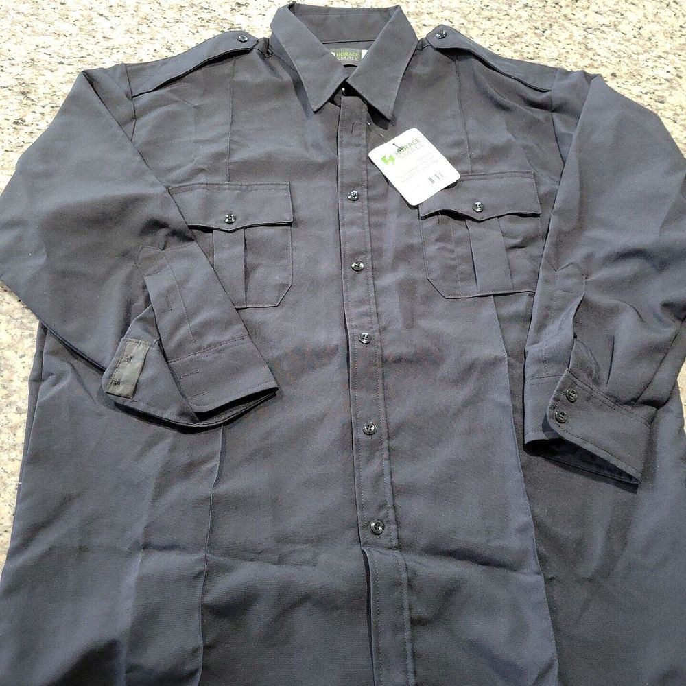 Horace Small Sentry Men's Long Sleeve Shirt Size 18/33 Black # 1150